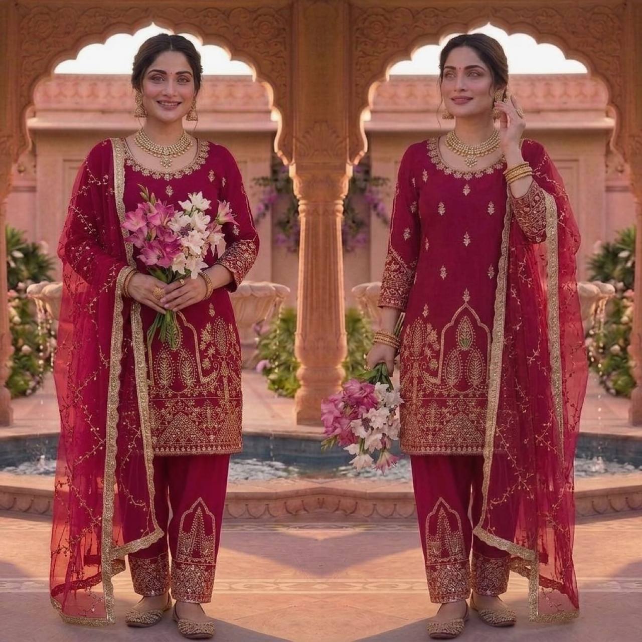 The Sovereign Magenta Zari-Embroidered Ensemble